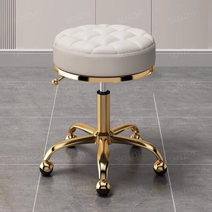 Tabouret hydraulique de Salon de beauté de base d'or avec la chaise de selle de dossier pour des meubles de <span class=keywords><strong>Spa</strong></span> de Salon de beauté - Product Image 2
