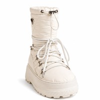 Bottes de neige matelassées à plateforme, bottines d'hiver à lacets, tige en PU, doublure en polaire, semelle intermédiaire en EVA, pour femmes