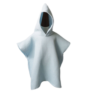 Poncho de Playa con Capucha de Tela de Algodón Waffle Personalizable de Primera Calidad, Toalla de Baño para Niños de Secado Rápido, Color Sólido Suave, Lavable a Máquina