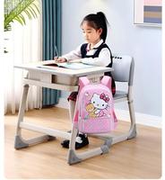 Conjunto de Silla y Escritorio Escolar Individual de Metal, Moderno, Cómodo, Ergonómico, Duradero, Ajustable en Altura y Antideslizante para Estudiantes de Primaria