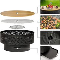 Table de foyer extérieure moderne en fer et bois OutVue 32 pouces avec couvercle grill, housse imperméable et pique-foyer - Barbecue d'extérieur