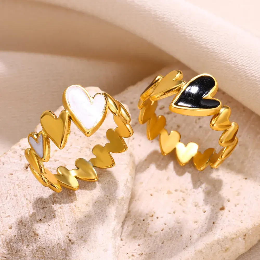Vintage Hart Schattige Romantische Rvs Sieraden Klassieke Gouden Kleur Accesorios Para Mujer Mode Sieraden Ringen Voor Vrouwen