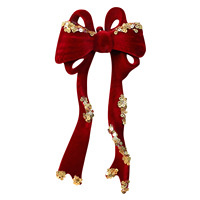 Pendentif d'arbre de Noël en velours rouge bordeaux pour la Saint-Valentin, rubans cadeaux, décoration intérieure