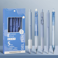 Meihui 5pcs beau stylo gel rétractable ensemble 0.5mm presse à encre noire stylo d'écriture à séchage rapide pour le bureau de l'école