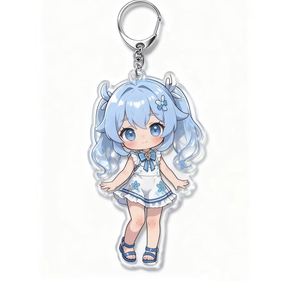 Custom Clear Acrylic Light <b>Keychain</b> Logo Cartoon Glitter Epoxy Charm Pin Stand <b>Anime</b> Acrylic Keyring - Product Image 3