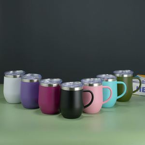 Venta al por Mayor de Vasos Térmicos de Acero Inoxidable de Doble Pared con Aislamiento al Vacío, Forma de Huevo, 12 oz, para Bebidas Frías y Calientes, con Asa - Product Image 2
