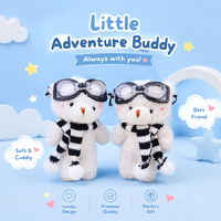 Porte-clés en peluche ours pilote mignon, accessoire de sac à dos pour fille, figurine jouet, petit cadeau