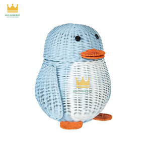 Cestas de Almacenamiento Tejidas de Ratán con Diseño de Pingüinos, Hechas a Mano, Lindas y Decorativas, Organizador de Juguetes para Bebés, Precio Accesible, en Tendencia - Product Image 4