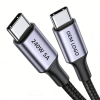 Câble USB Type C PD 3.1 à charge rapide, câble USBC vers USBC 240W, nouvelle arrivée, personnalisé, 1m 2m, câble de charge tressé USB Type-C
