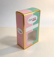 Kotak Hadiah Cokelat Cetak Kustom dengan Jendela PET Transparan, Karton Lipat Putih Food Grade dengan Pinggiran Emas Panas untuk Cokelat