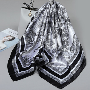 Écharpe en satin de haute qualité pour femme, effet soie, couleurs vives, foulard élégant pour la tête, le cou et les cheveux, bandana carré 90x90cm OEM/ODM - Product Image 1