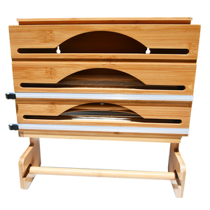Wrap Organizer Kitchen Wholesale Bamboo Wood Hangable Wrap Storage Organizer Built In Safe Slide Cutter For Kitchen Drawer