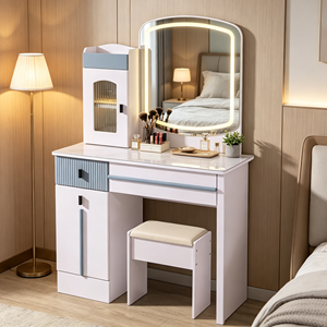 Modern Makeup Vanity <b>With</b> Lighted Mirror <b>Storage</b> Drawers Bedroom <b>Dressing</b> <b>Table</b> <b>With</b> Stool - Product Image 6