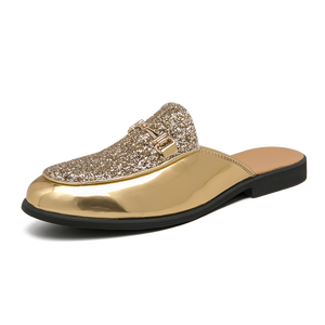 Nouveaux modèles de mocassins plats loro pour hommes, <span class=keywords><strong>mules</strong></span> à enfiler noires à paillettes brillantes, chaussures décontractées de marque à bas prix, grande taille <span class=keywords><strong>47</strong></span> - Product Image 3
