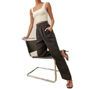 Fashion Smart Lady Pants Zip Fly <b>Suit</b> Dress Straight Leg Long Pants <b>Women</b> High Waist Wide Leg Trousers - Product Image 5