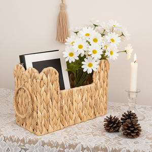 ชั้นวางนิตยสารแบบทอโบไบ 30X20X13 ซม. ตะกร้าเก็บของจากหญ้ามะระสำหรับจัดระเบียบบนโต๊ะ - Product Image 4