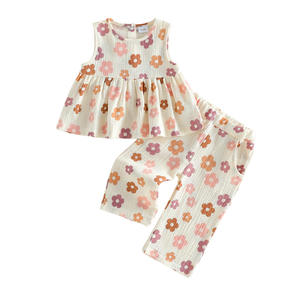 Nouvelle Collection Printemps/Été 2026 : Ensemble Fille Sans Manches Ample à Imprimé Floral et <span class=keywords><strong>Pantalon</strong></span> Long Assorti – Mélange Coton 95% – Adorable - Product Image 6