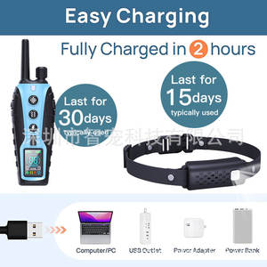 Collar de entrenamiento inteligente para perros, pantalla a color Rs3, largo alcance, recargable, resistente al agua, pantalla de doble batería para perros medianos - Product Image 4