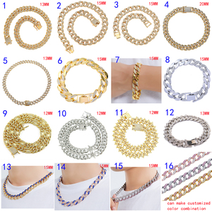Hip Hop Ha Ghiacciato Fuori Asfaltata Strass 15 MILLIMETRI Pieno Miami Curb Cubano Catena CZ Bling Rapper Collane Per Gli Uomini Gioiello per Gli Uomini Dei Monili - Product Image 6