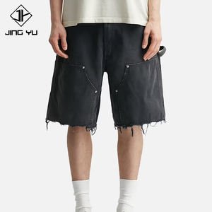 Nouveau design de shorts slim pour hommes, belle rue, short d'été en denim surdimensionné noir délavé, short en jean vintage à bord brut, vente en gros - Product Image 5
