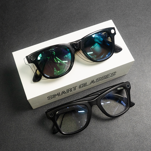 Lunettes intelligentes MT5mini avec caméra, lunettes intelligentes IA avec étui de chargement en cuir, enregistrement <span class=keywords><strong>photo</strong></span> et vidéo 8MP, lunettes intelligentes ODM - Product Image 4