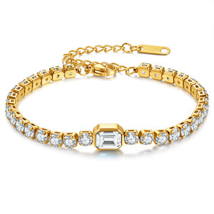 Pulsera de tenis con forma de corazón para mujer, chapada en oro, con incrustaciones de cristal, regalo, joyería, accesorio de moda - Product Image 4