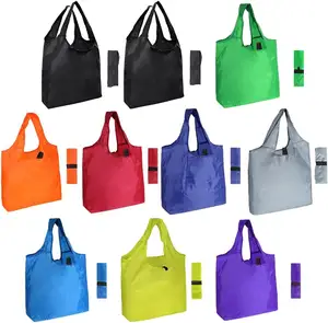 Kunden spezifische mehrfarbige wieder verwendbare Polyester-Einkaufstasche Wasch bare Nylon-Falt tasche