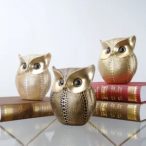 Bắc Âu Sang Trọng Ánh Sáng Vàng Owl Trang Trí Động Vật Nghệ Thuật Trang Trí Resin Thủ Công Mỹ Nghệ Sáng Tạo Trang Trí Nội Thất