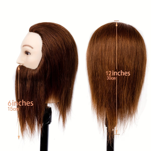 Cabeza de Maniquí para Peluquería con Cabello Corto y Barba para Hombre, Cabeza de Maniquí Profesional para Entrenamiento en Salón de Belleza - Product Image 3
