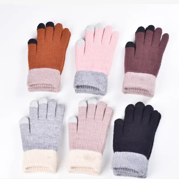 Moda yeni tasarım kış sıcak kadınlar açık bisiklet bisiklet eldiveni jakarlı dokunmatik ekran eldiveni smartphone için