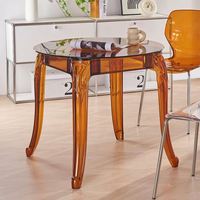 Table à manger ronde élégante de style rétro, structure à pieds courbes, gain de place, table de loisirs pour la maison