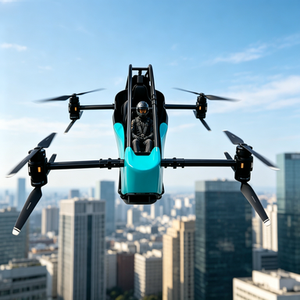 New Battery Powered Blue Single Seat Rotary Wing Lightweight Carbon Fiber Remote Control Vertical Takeoff Flying Plane 4K <b>Camera</b> - Product Image 1