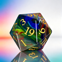 1 pièce Ensemble de dés en cristal K9 coloré effet Aurore D6 D20 D10 D12 D00, avec police et logo personnalisés, pour RPG Dungeons and Dragons