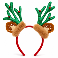 Serre-tête synthétique pour filles, motif bois de renne scintillant, clochettes, pour Noël et fêtes, directement de l'usine
