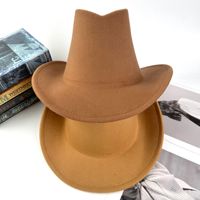 Nouveauté Chapeau Fedora structuré à large bord en feutre de laine uni unisexe - Mode quatre saisons