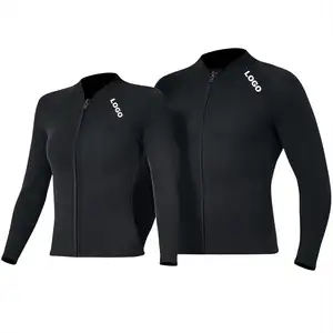 Custom 2mm Wetsuit Jacket Neoprene Long Sleeve Thermal Surf Women Wetsuit Top Men Front Zipper