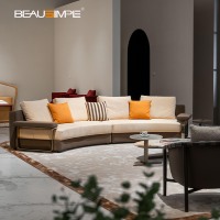 Italienisches Designer High-End Gebogenes Sektionalsofa Moore Rundes Sofa aus Echtleder für Luxusvilla Wohnzimmer