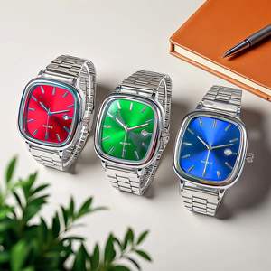 Orologio da Coppia al Quarzo Quadrato Semplice Retrò di Alta Moda con Calendario - Product Image 4