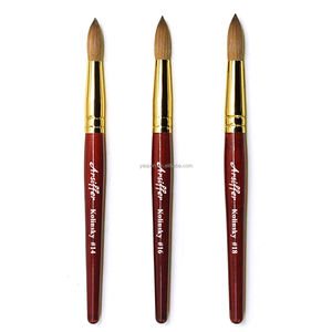 Pinceaux à ongles en acrylique 3D de qualité supérieure, manche en bois rouge classique avec embout doré, 100% Kolinsky premium, pour l'application d'ongles - Product Image 1