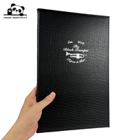 Porte-menu en cuir PU grain crocodile noir sur mesure, vente en gros, dossier de menu haut de gamme pour hôtel, café