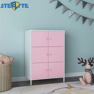 Armadio per Bambini dal <span class=keywords><strong>Design</strong></span> Moderno, Mobile in Acciaio Colorato, Armadietto a 6 Ante per Camera da Letto - Product Image 4