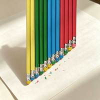 Ensemble de crayons personnalisés, corps arc-en-ciel, crayons en plastique HB/2B, mine noire de 2,25 mm, 7,5 pouces, pour l'école et le bureau