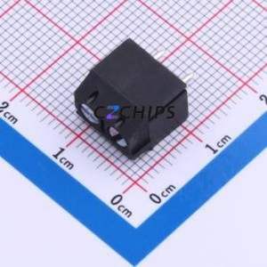 DB301V-5.0-2P-BK-S Screw Terminal Block Through hole Component (THT),P=5mm Connector 1x2P 5mm Black Through Hole - Product Image 1