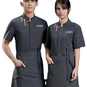 Nuevo Chef Catering Service Mujeres Hombres Abrigo Hotel Uniformes Bolsillos Camisa Restaurante Personal Uniforme - Product Image 1