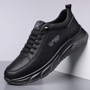 Mocassins en cuir souple pour hommes, chaussures de conduite décontractées, talon bas, blanc cassé, noir uni, lacets avant, épaisseur standard, taille adulte - Product Image 2