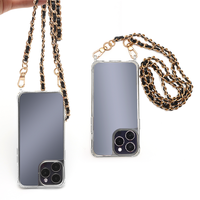 Mode Design Cross Body Lederen Mix Metalen Kettingband Voor Telefoon En Portefeuilles