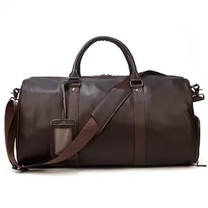 Sac de voyage en cuir véritable pour hommes Fitness avec chaussures Position sac à main étanche couche supérieure sacs à bandoulière en cuir de vachette