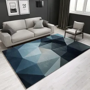 蓝色黑色装饰毛茸茸区域地毯现代客厅地毯