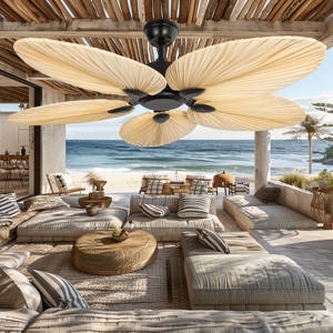 Ventilador eléctrico ECO de 52 pulgadas con 5 aspas grandes, estilo del Sudeste Asiático para hogares, ventiladores de techo con motor de CC sin luz - Product Image 5