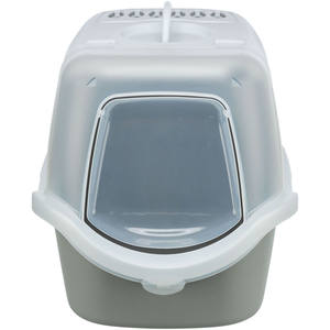 Caja de arena para gatos con tapa, gris claro, blanca, 40 x 40 x 56 cm, diseño higiénico para uso en interiores - Product Image 2